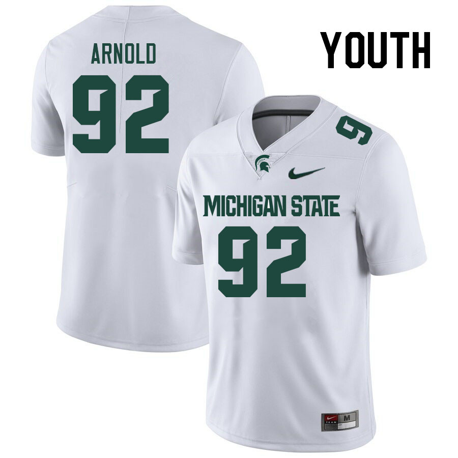 Youth #92 Mason Arnold Michigan State Spartans College Football Jerseys Stitched-White